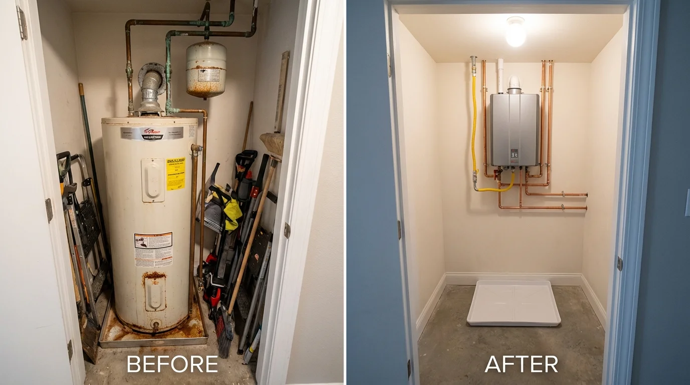 Tank water heater versus wall-mounted tankless unit comparison for Honaker, VA homeowners